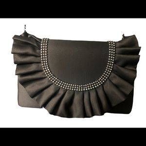 CARLA MARCHI black magnetic clasp clutch purse